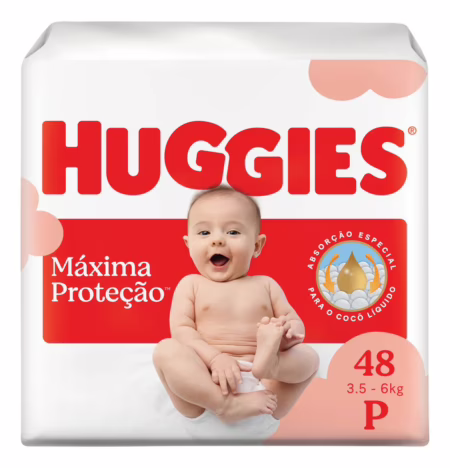Huggies Fralda Descartável Máxima Proteção P 48 Un