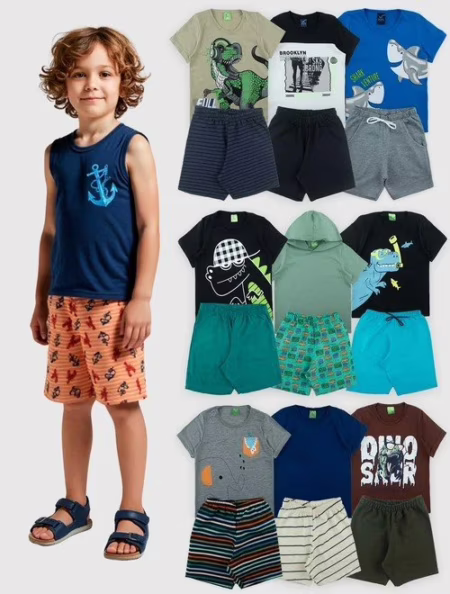 Kit 16 Peças (8 Conjuntos) Sortidos Menino Verão