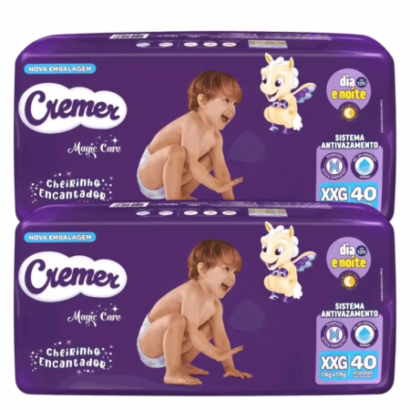 Kit 2 Fraldas Cremer Magic Care Hiper XXG 40 Unidades