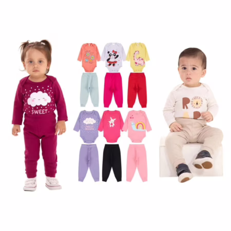 Kit 3 Conjuntos Body + Calça (Tam. 1 a 9M)