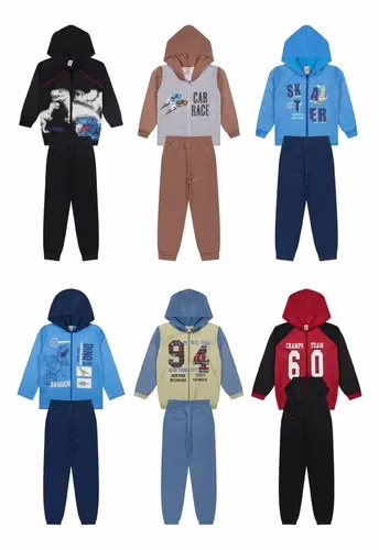 Kit 3 Conjuntos Infantil Masculino Moletom Inverno Zíper