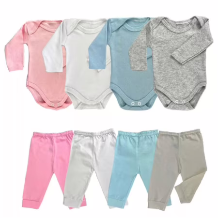 kit 4 peças mijão calça e body manga longa infantil bebe masculino e feminino
