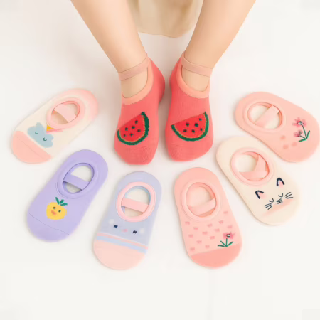 Kit 5 Pares Meia Sapatilha Infantil Antiderrapante