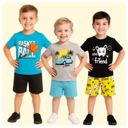 Kit 6 Peças De Roupa Infantil Menino Masculino Verão Barato