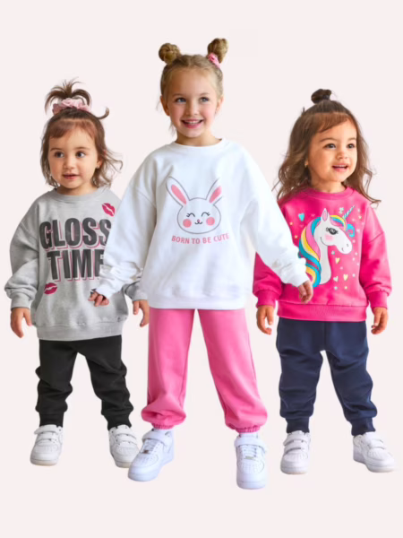 Kit 8 Peças Conjunto Moletom Infantil Menina Inverno 4 Blusas e 4 Calças 1 ao 14 Feminino Manga Longa