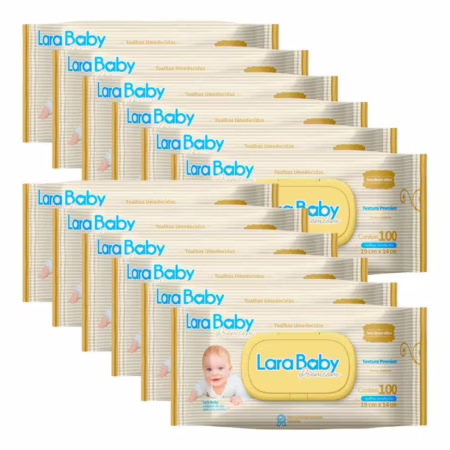 🛍️Kit C/12 Toalha Umed Lara Baby Premium C/100un