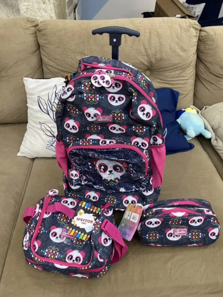 Kit De Mochila Escolar Spector Dino Unicórnio Com Design Pandas - Panda/azul