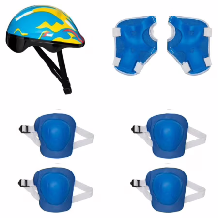 Kit De Proteção Azul Chamas C/cap Mimo Style Azul