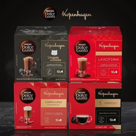 💫Kit Dolce Gusto + KOPENHAGEN - 40 cápsulas - Língua de Gato, Lajotinha, Cappuccino e Espresso