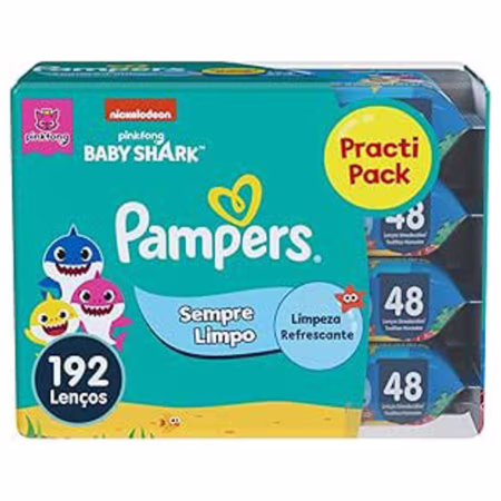 Kit Lenço Umedecido Sempre Limpo Pampers 192 Unidades - 4 Pacotes com 48 Unidades