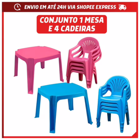 Kit Mesinha Infantil com Cadeira Menino Menina Feminino Masculino Rosa e Azul