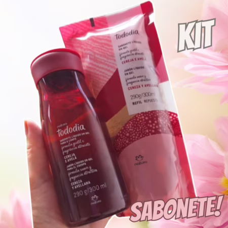 Kit Sabonete Líquido em Gel Tododia Cereja e Avelã com Refil