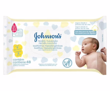 Lenço Umedecido Johnson's Baby Recém-Nascido Sem Perfume 48 unidades