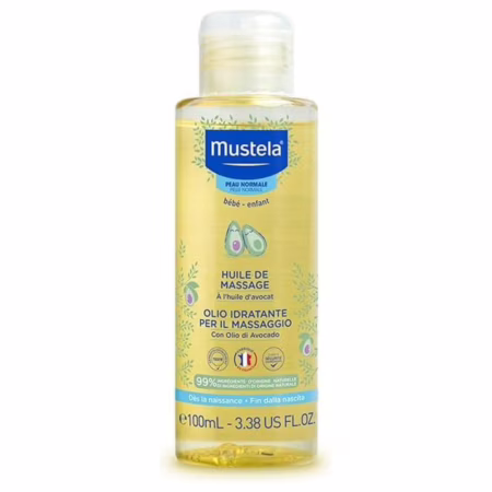 Mustela Óleo de Massagem - Hidrata a pele dos bebês, 99% de ingredientes de origem natural, 100ml