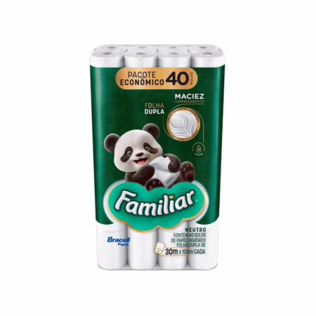 Papel Higiênico Folha Dupla Bracell Familiar 40 Rolos 30m