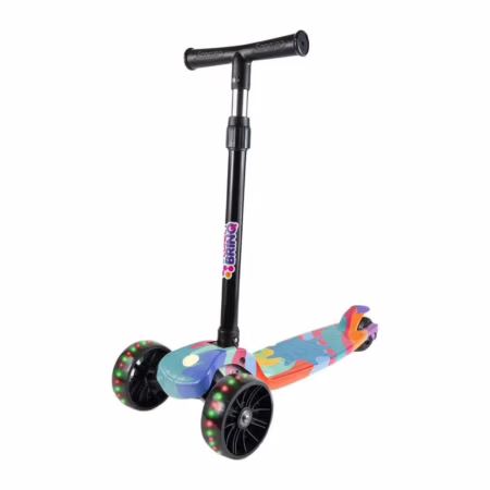 Patinete Infantil 3 Rodas Dobrável Com Led Conect Brinq BV0011 Brinquedo para Crianças Estável, Seguro E Divertido Colorido