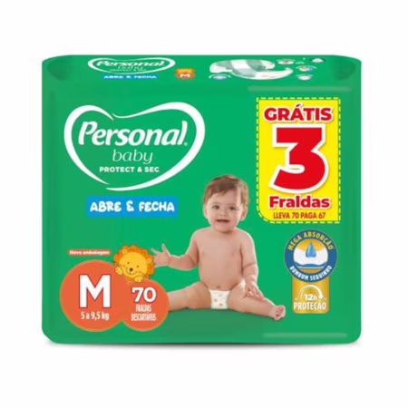 Personal Fralda Protect E Sec M Hiper, 70 Unidades
