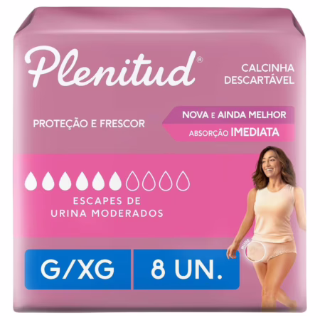 Roupa Íntima Plenitud Active Mulher G/XG com 8 unidades