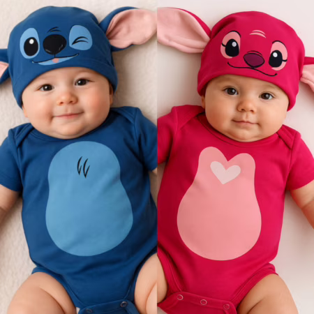 Roupinha para bebê Stitch azul ou rosa