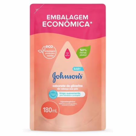Sabonete Líquido Refil Glicerina Da Cabeça Aos Pés Johnson's Baby, 180ml