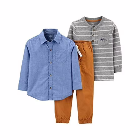 🛍️Simple Joys by Carter's Conjunto de 3 peças para bebês meninos, cambraia, 3T