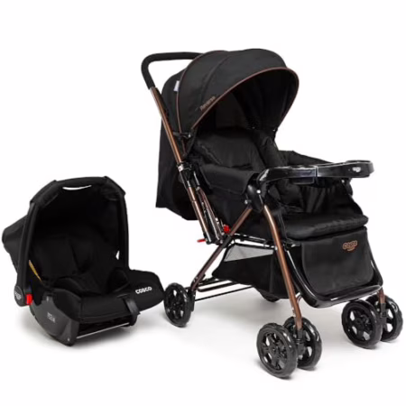 Travel System Cosco Kids Reverse Duo, 0 a 15kg, Preto Bronze