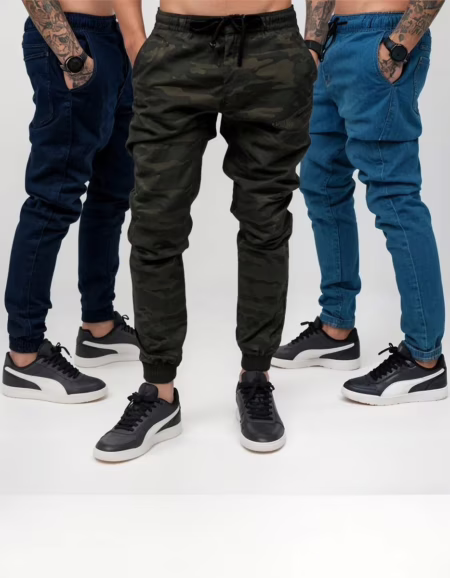 3 Calças Estilo Jogger👖Com Punho Elástico! Saindo a R$ 37,15 Cada!