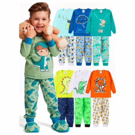 6 Peças Pijama Infantil Brilha No Escuro Meninos Inverno