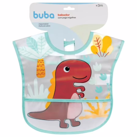 Babador Com Bolso Dino Colorido Buba