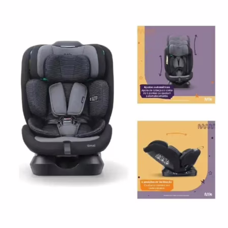 Cadeirinha Infantil Para Carro Omni 0-36kg Multikids - Bb712 Preto E Cinza • A