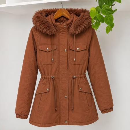 🛍️ Casaco Parka De Sarja Sobretudo Forrado C/ Capuz Removível