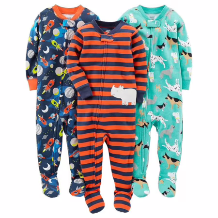 Conjunto de pijama Pacote com 3 pijamas confortáveis de algodão com pés Simple Joys by Carter'sMeninos