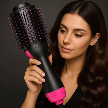 Escova Secadora Modeladora Jimmystore 1000W Íons Anti-Frizz Alisadora 3 em 1 110V Preta