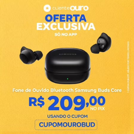 Fone de Ouvido Bluetooth Samsung Buds Core com Microfone Cancelamento de Ruído Esportivo Intra-auricular True Wireless Branco