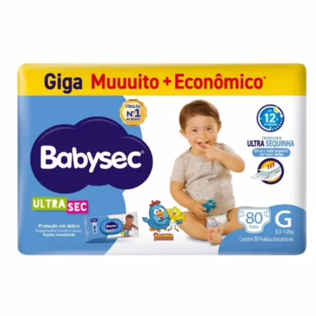 Fralda Babysec Galinha Pintadinha Ultrasec Giga G com 80 Unidades