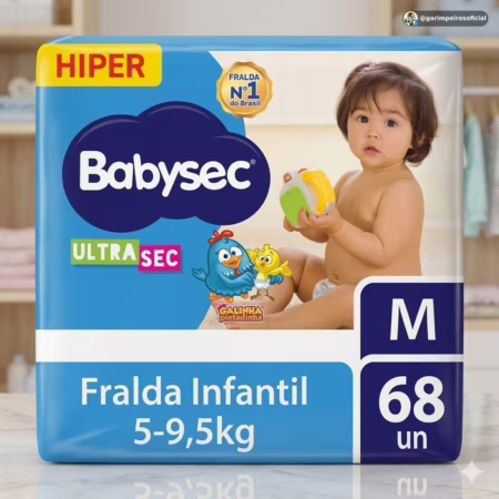 Fralda Babysec Ultrasec Galinha Pintadinha Hiper M 68 Unidades