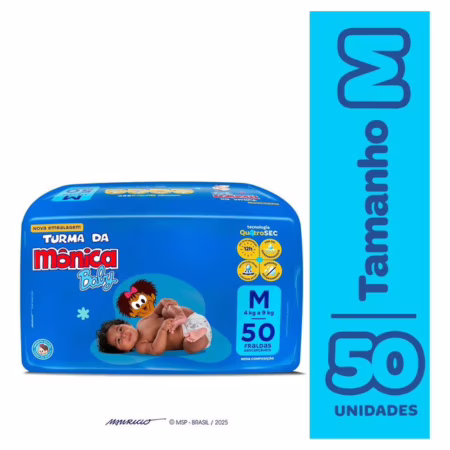 Fralda Descartável Baby M Pacote 50 Unidades Turma Da Mônica Sem Gênero