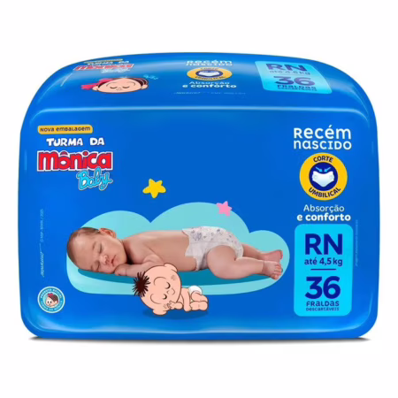 Fralda Descartável Turma Da Mônica Baby Recém-nascido Rn Pacote 36 Unidades Sem Gênero