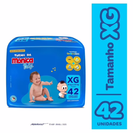 🛍️Fralda Descartável Turma Da Mônica Baby Xg Pacote 42 Unidades Sem Gênero