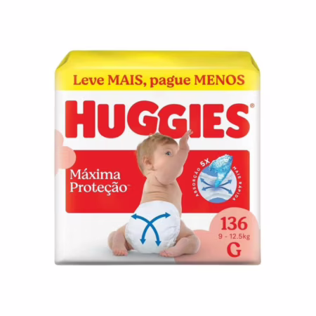 Fralda Huggies Máxima Proteção G 136 Unidades