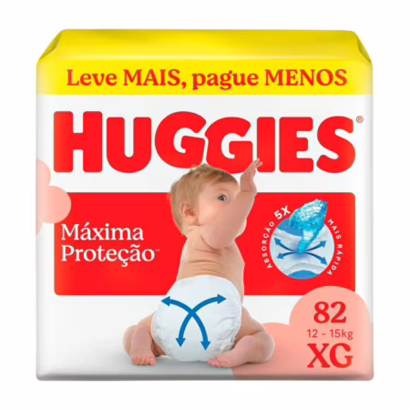 Fralda Huggies Máxima Proteção Tamanho XG 82 Unidades Descartáveis