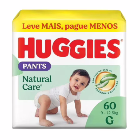 Fralda Huggies Natural Care Tam. G 9 a 12,5kg - 60 Unidades