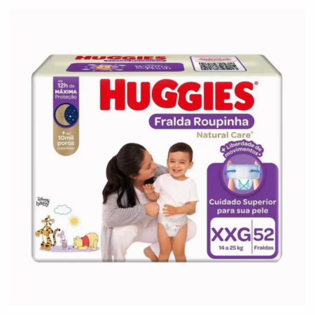 Fralda Huggies Natural Care Tam. XXG 14 a 25kg - 52 Unidades
