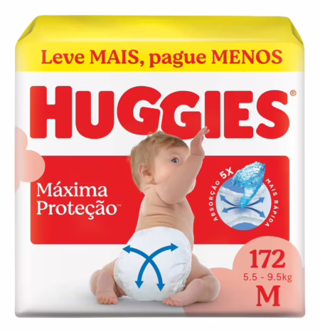Fralda Huggies Supreme Care M com 172 unidades