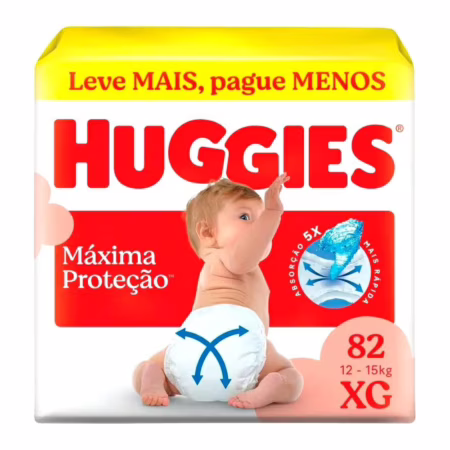 Fralda Huggies Supreme Care XG com 82 tiras