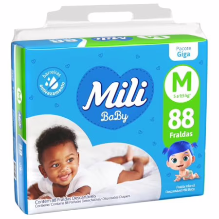 Fralda Mili Baby Giga M com 88 unidades