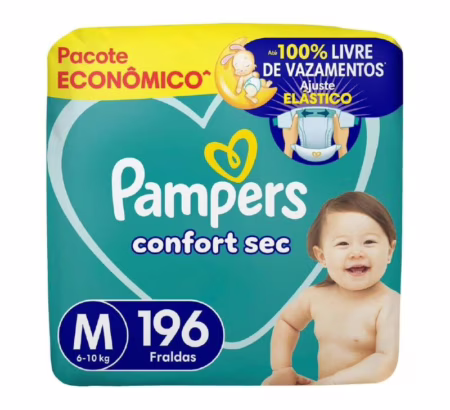 Fralda Pampers Confort Sec M 196 Unidades