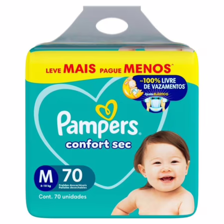 Fralda Pampers Confort Sec M com 70 tiras
