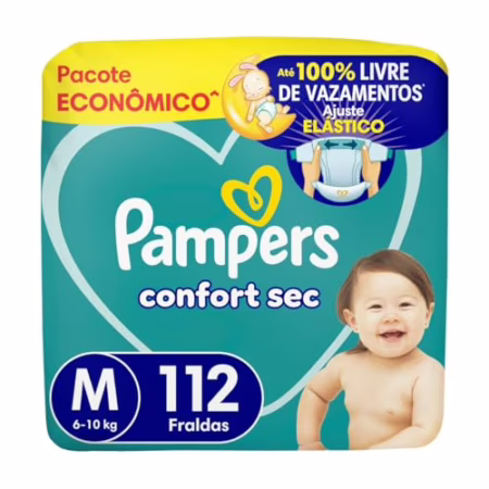 Fralda Pampers Confort Sec Tamanho M 112 Fraldas Descartáveis