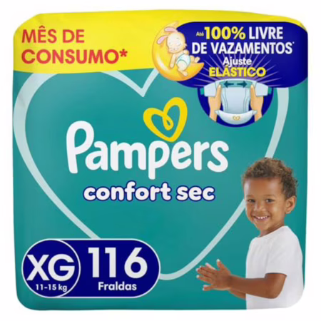 Fralda Pampers Confort Sec Tamanho XG 116 Unidades